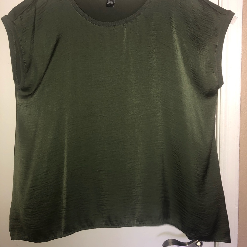 Olive green silky shark bite top